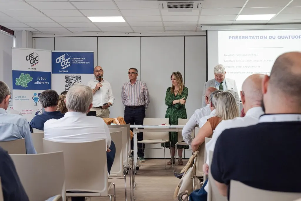 De gauche à droite : Jean-Jacques Caussat, Didier Cassassolles, Béatrice Barrau, Stéphane Chérigié.
